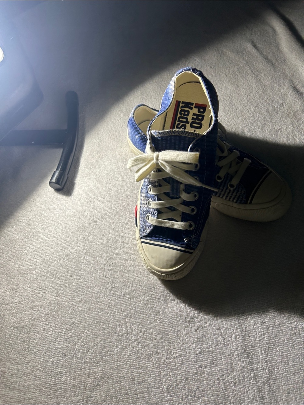 Pro-Keds Women's Navy High-Top Canvas Sneakers with Cream Laces